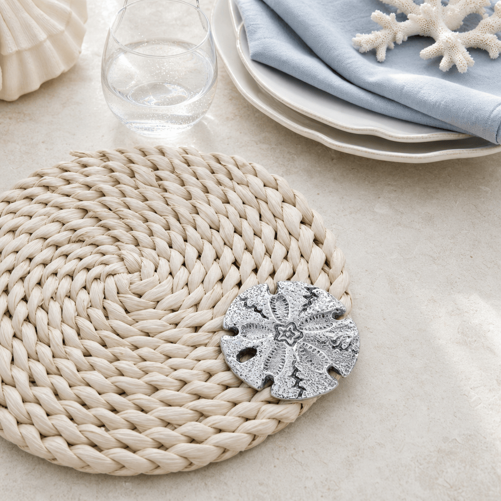 Arthur Court Sea and Shore Sand Dollar Twisted Seagrass Placemats - set of 4