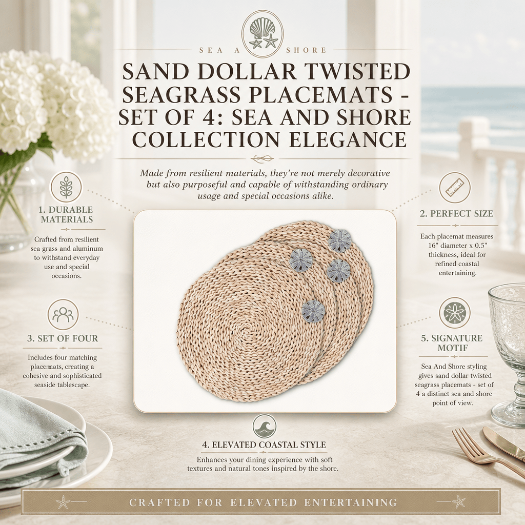 Arthur Court Sea and Shore Sand Dollar Twisted Seagrass Placemats - set of 4