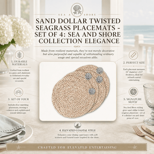 Arthur Court Sea and Shore Sand Dollar Twisted Seagrass Placemats - set of 4