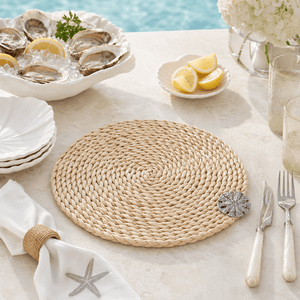 Arthur Court Sea and Shore Sand Dollar Twisted Seagrass Placemats - set of 4