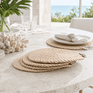 Arthur Court Sea and Shore Sand Dollar Twisted Seagrass Placemats - set of 4