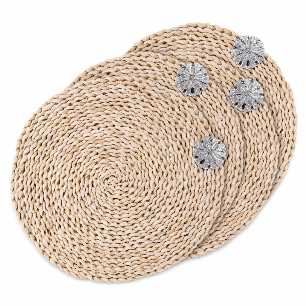 Arthur Court Sea and Shore Sand Dollar Twisted Seagrass Placemats - set of 4