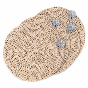 Arthur Court Sea and Shore Sand Dollar Twisted Seagrass Placemats - set of 4