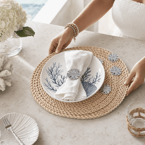Arthur Court Sea and Shore Sand Dollar Twisted Seagrass Placemats - set of 4