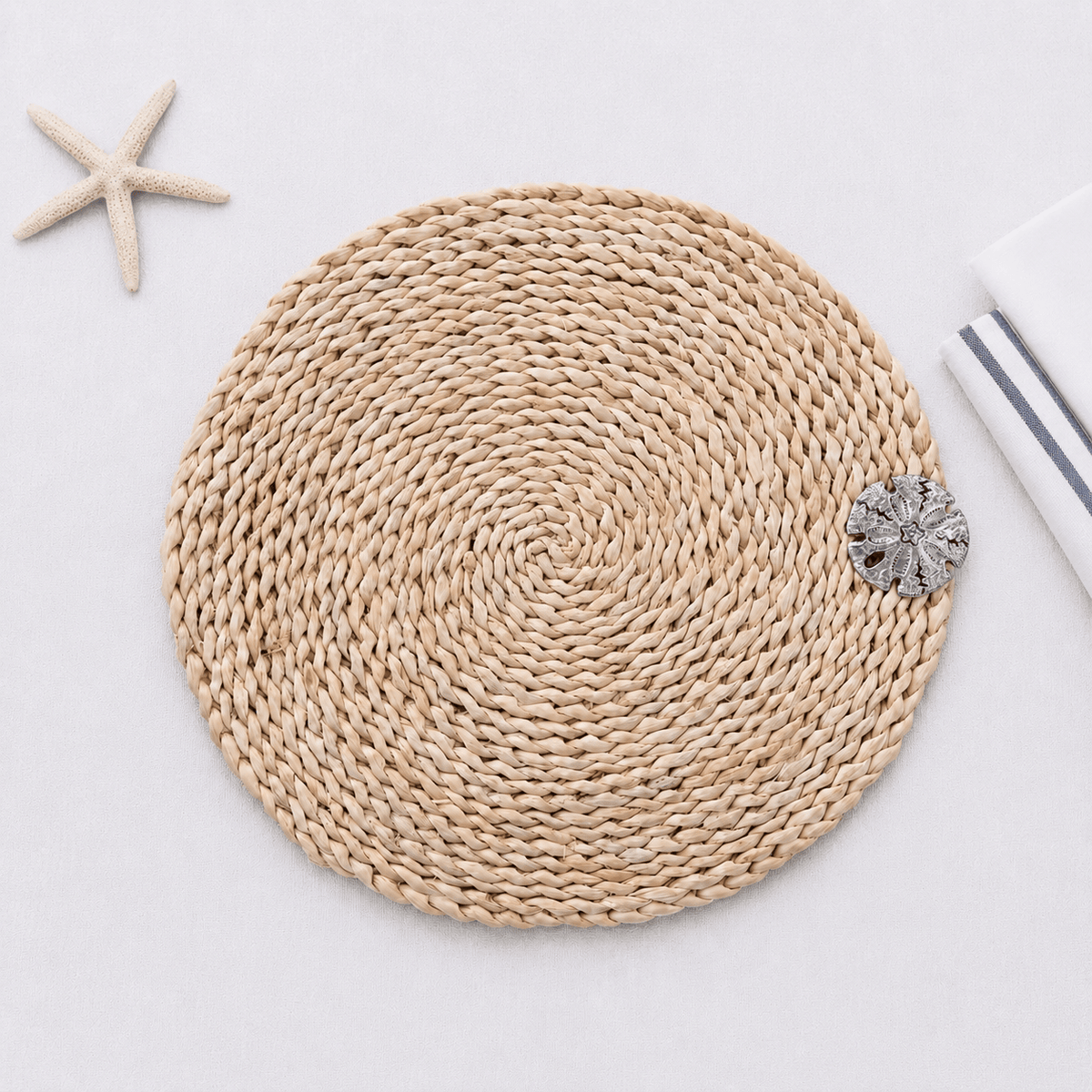 Arthur Court Sea and Shore Sand Dollar Twisted Seagrass Placemats - set of 4