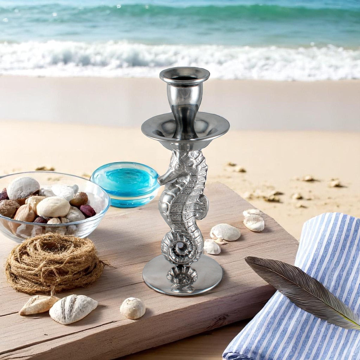 Arthur Court Sea and Shore Sea Horse Candle Holder