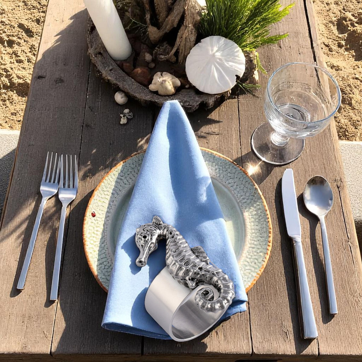 Arthur Court Sea and Shore Sea Horse Napkin Rings - set of 4