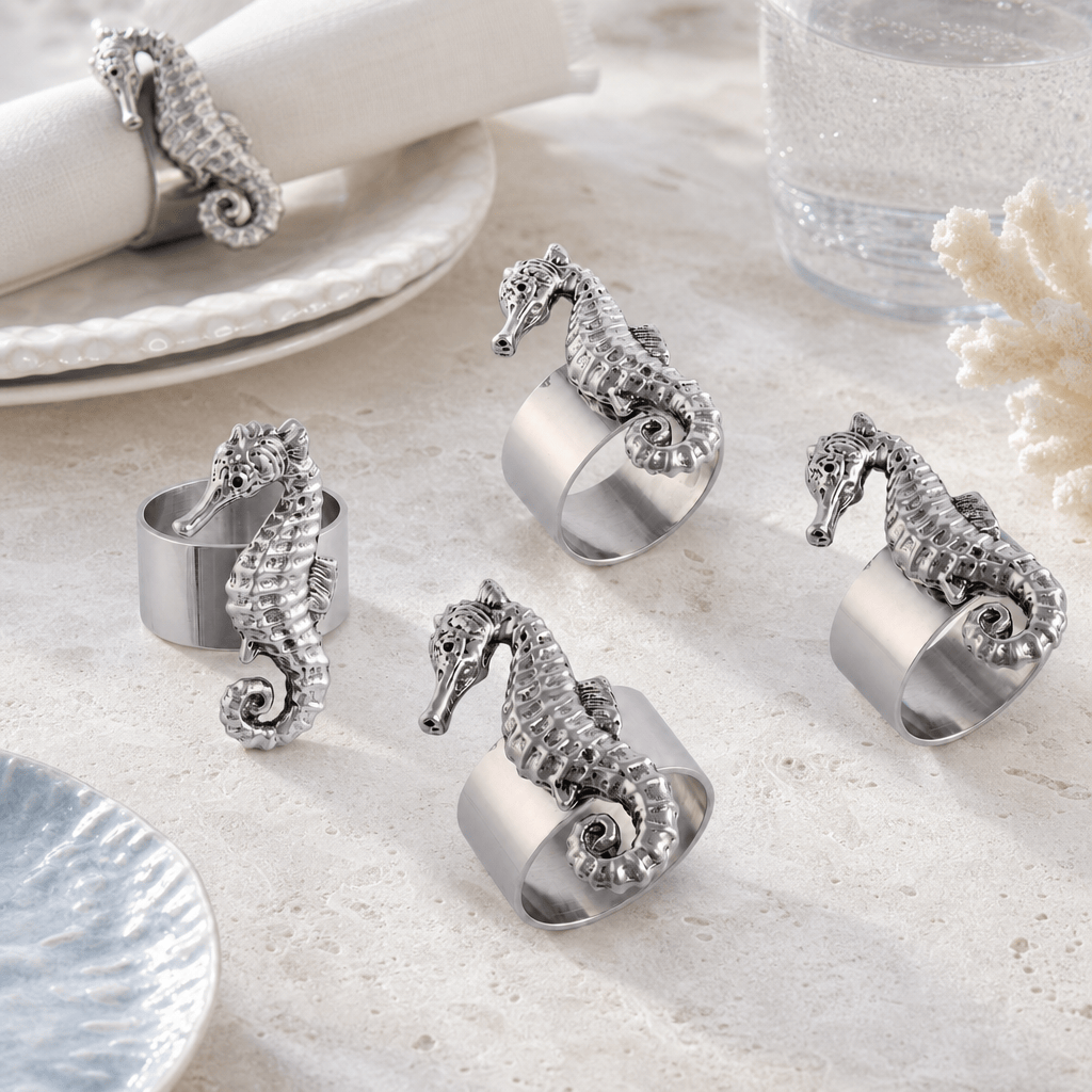Arthur Court Sea and Shore Sea Horse Napkin Rings - set of 4