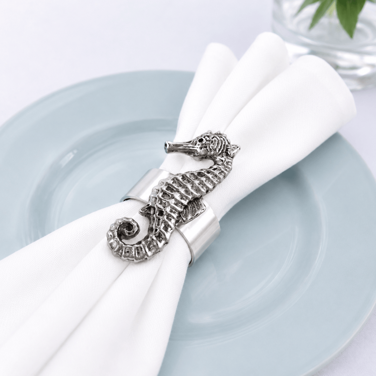 Arthur Court Sea and Shore Sea Horse Napkin Rings - set of 4