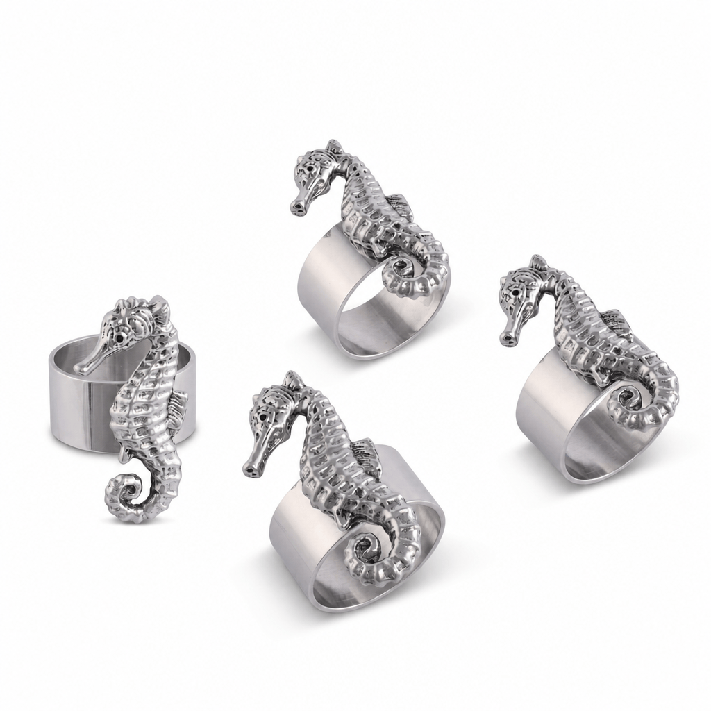 Arthur Court Sea and Shore Sea Horse Napkin Rings - set of 4