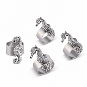 Arthur Court Sea and Shore Sea Horse Napkin Rings - set of 4