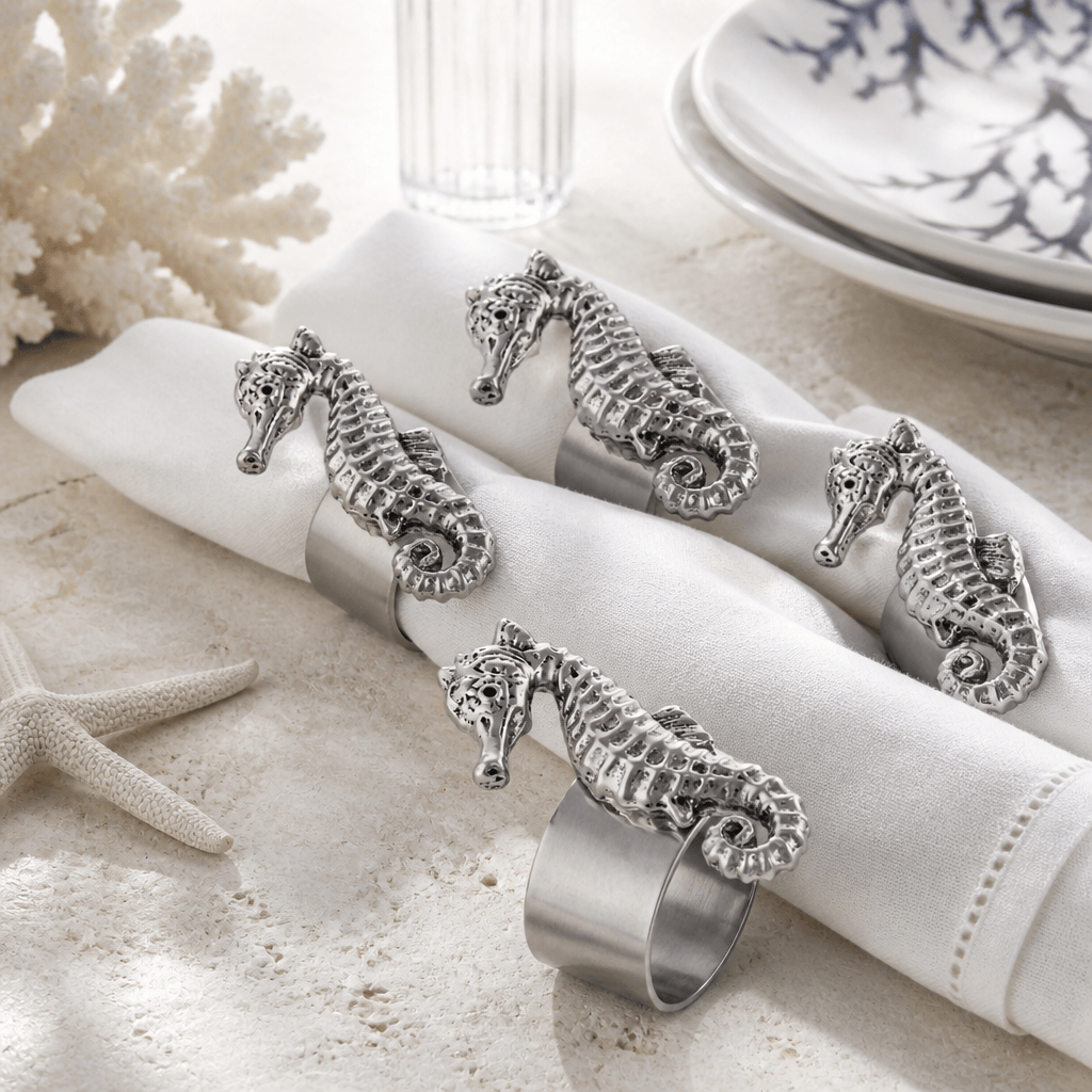 Arthur Court Sea and Shore Sea Horse Napkin Rings - set of 4