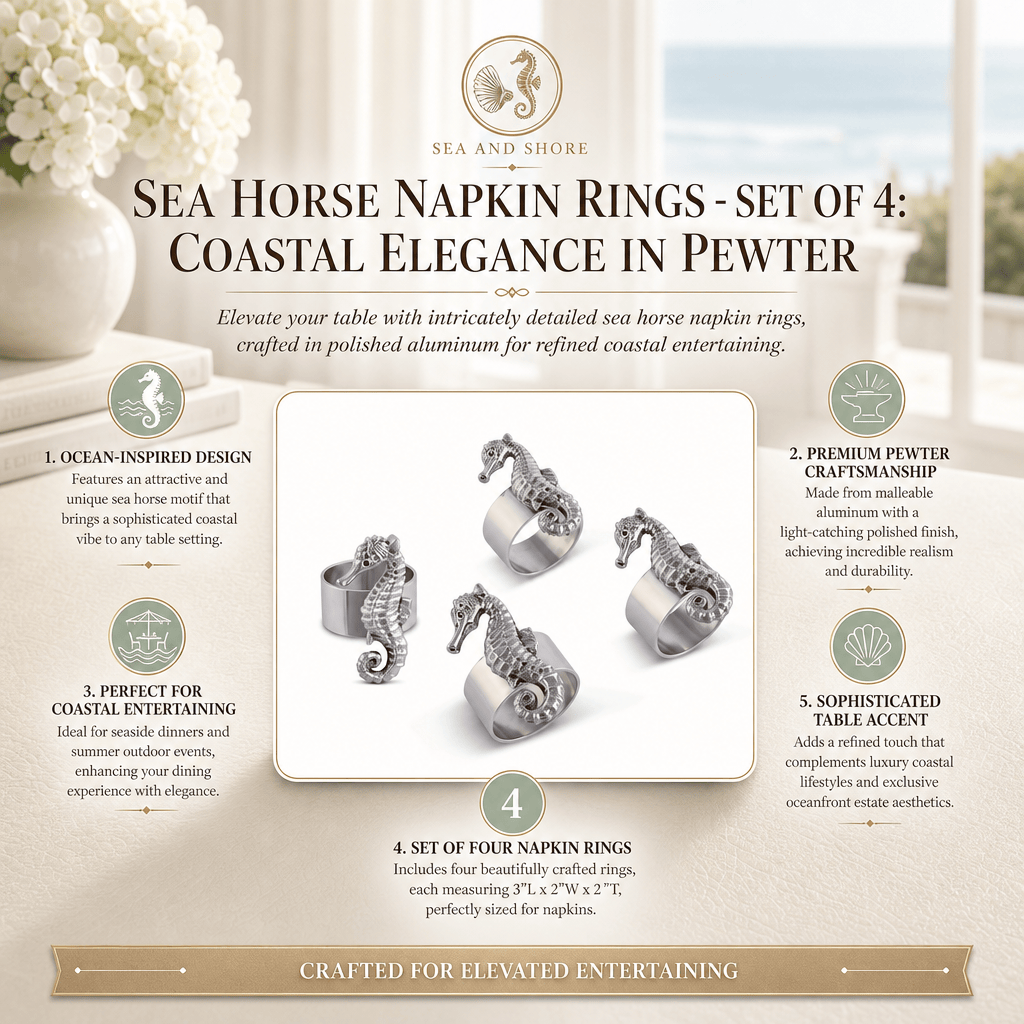 Arthur Court Sea and Shore Sea Horse Napkin Rings - set of 4