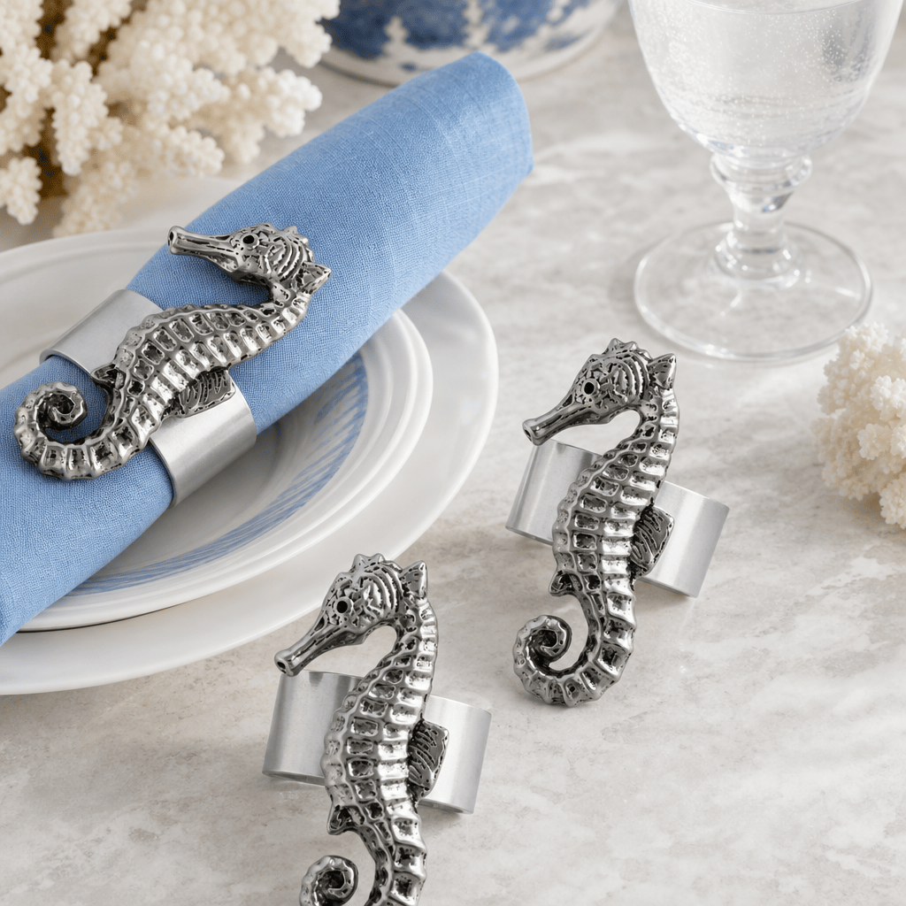 Arthur Court Sea and Shore Sea Horse Napkin Rings - set of 4