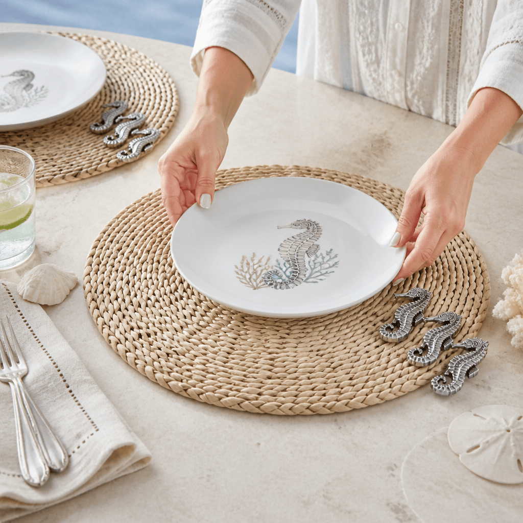Arthur Court Sea and Shore Sea Horse Twisted Seagrass Placemats - set of 4