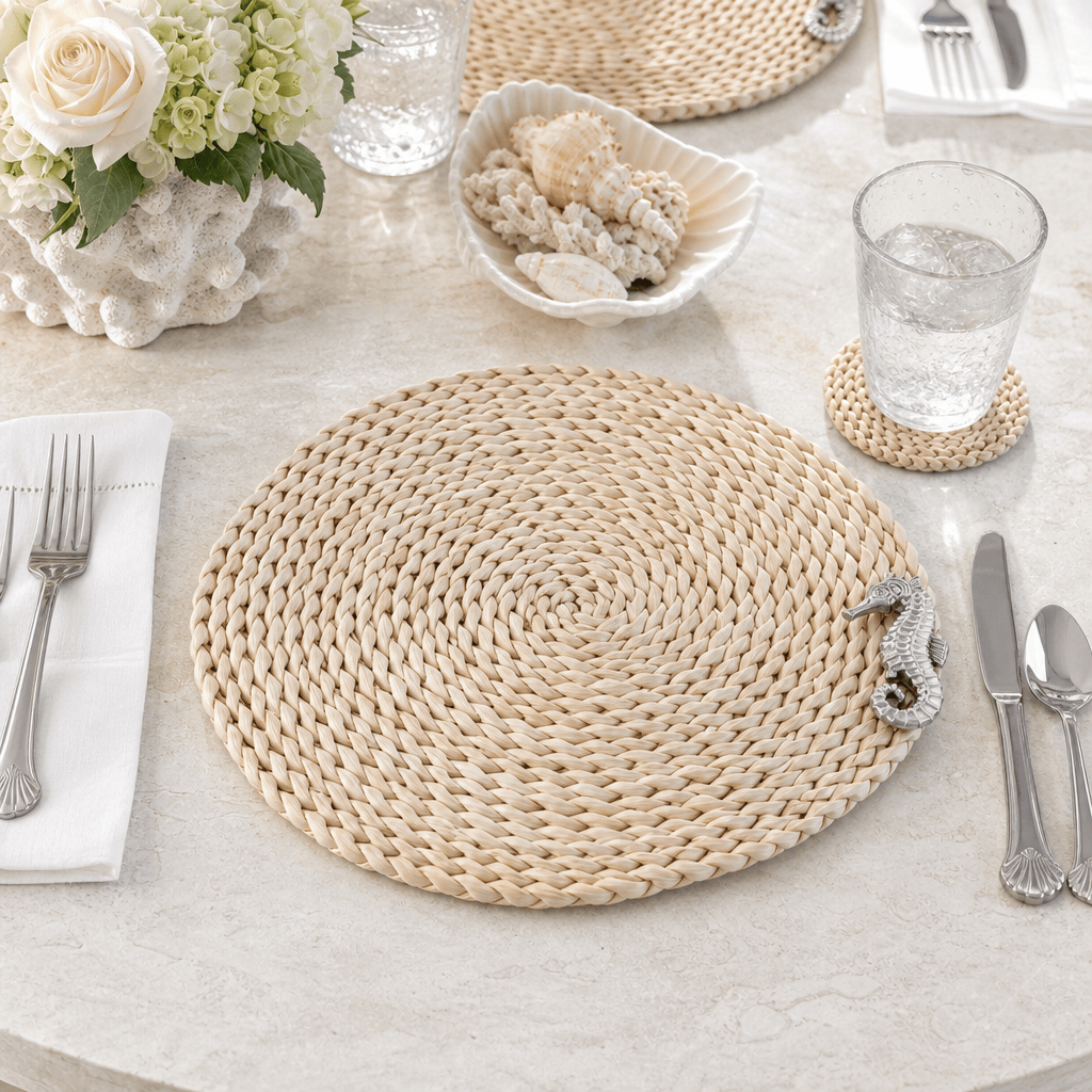 Arthur Court Sea and Shore Sea Horse Twisted Seagrass Placemats - set of 4