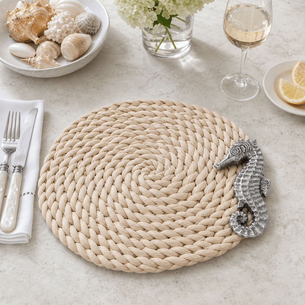 Arthur Court Sea and Shore Sea Horse Twisted Seagrass Placemats - set of 4