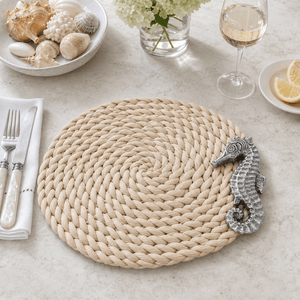 Arthur Court Sea and Shore Sea Horse Twisted Seagrass Placemats - set of 4