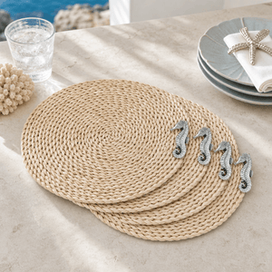 Arthur Court Sea and Shore Sea Horse Twisted Seagrass Placemats - set of 4