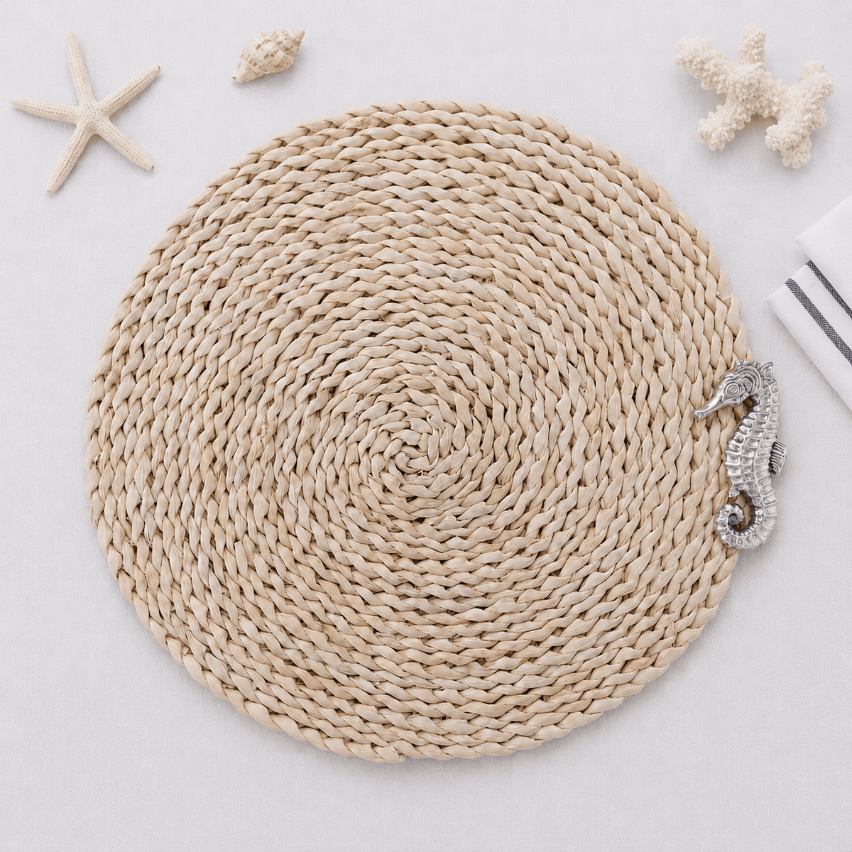 Arthur Court Sea and Shore Sea Horse Twisted Seagrass Placemats - set of 4