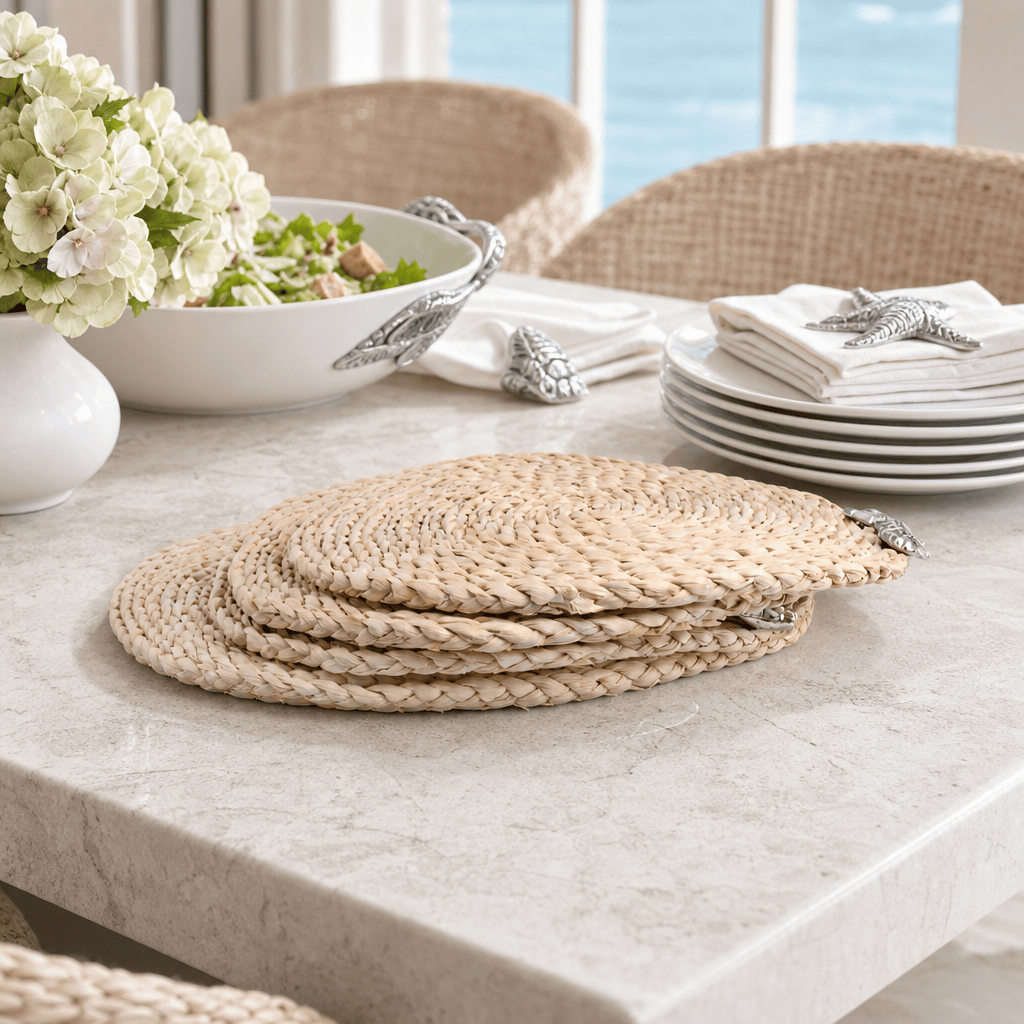 Arthur Court Sea and Shore Sea Horse Twisted Seagrass Placemats - set of 4