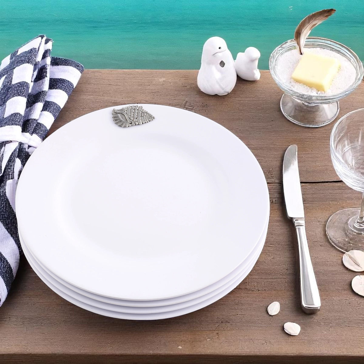 Arthur Court Sea and Shore Sea Shell Melamine Lunch Plates - Set of 4