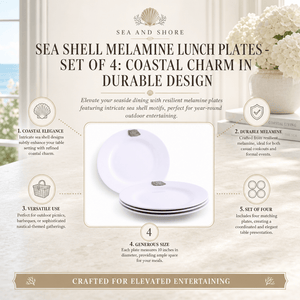 Arthur Court Sea and Shore Sea Shell Melamine Lunch Plates - Set of 4