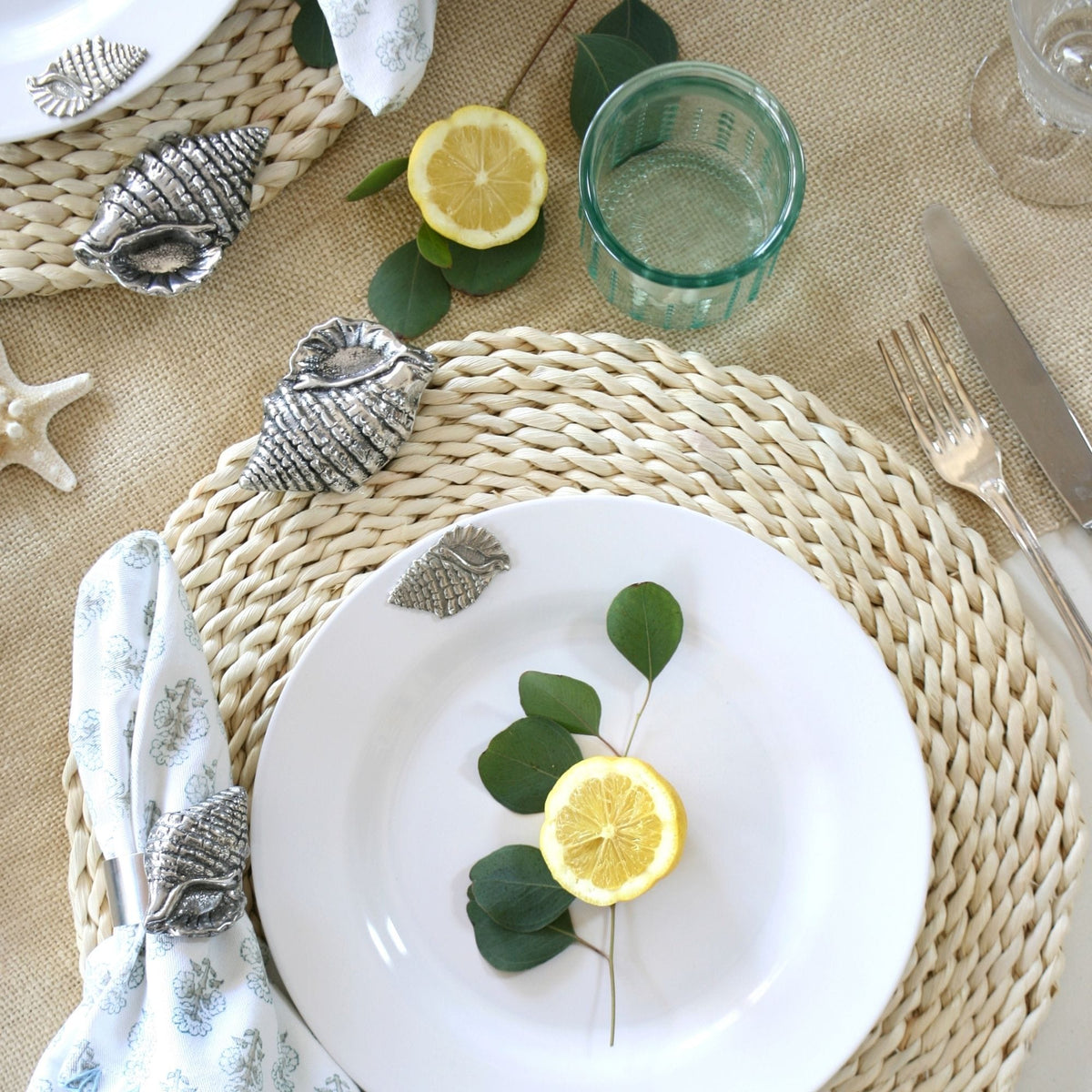 Arthur Court Sea and Shore Sea Shell Melamine Lunch Plates - Set of 4