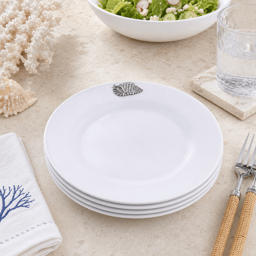 Arthur Court Sea and Shore Sea Shell Melamine Lunch Plates - Set of 4