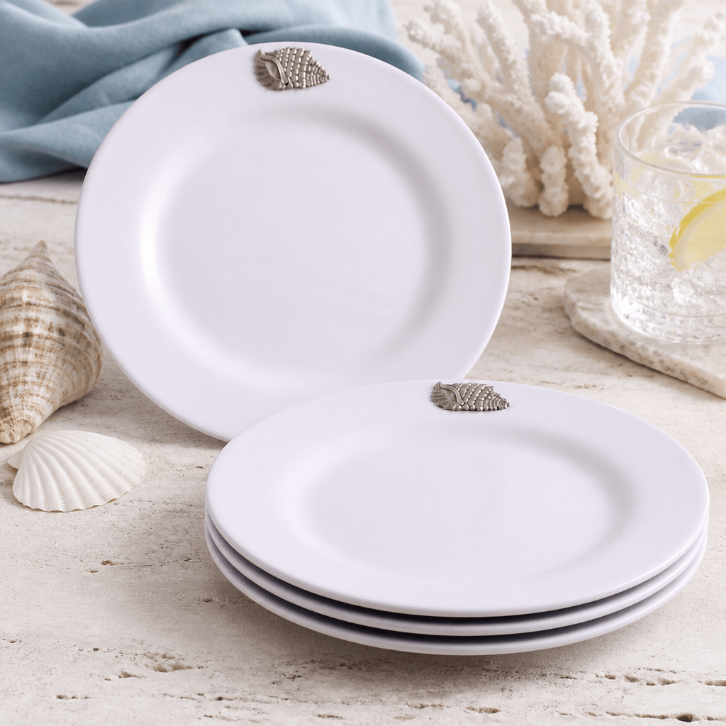Arthur Court Sea and Shore Sea Shell Melamine Lunch Plates - Set of 4