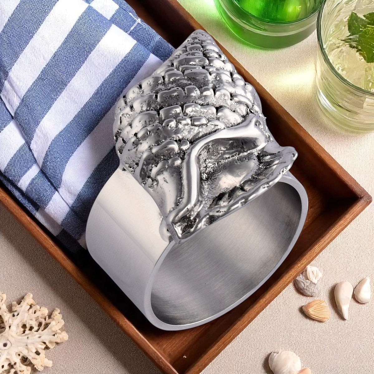 Arthur Court Sea and Shore Sea Shell Napkin Rings - set of 4