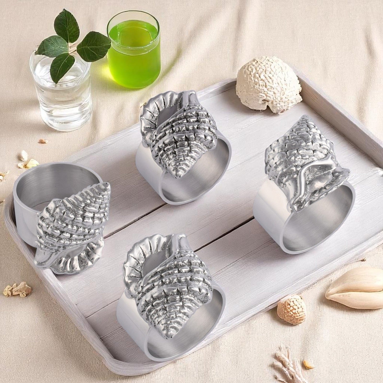 Arthur Court Sea and Shore Sea Shell Napkin Rings - set of 4