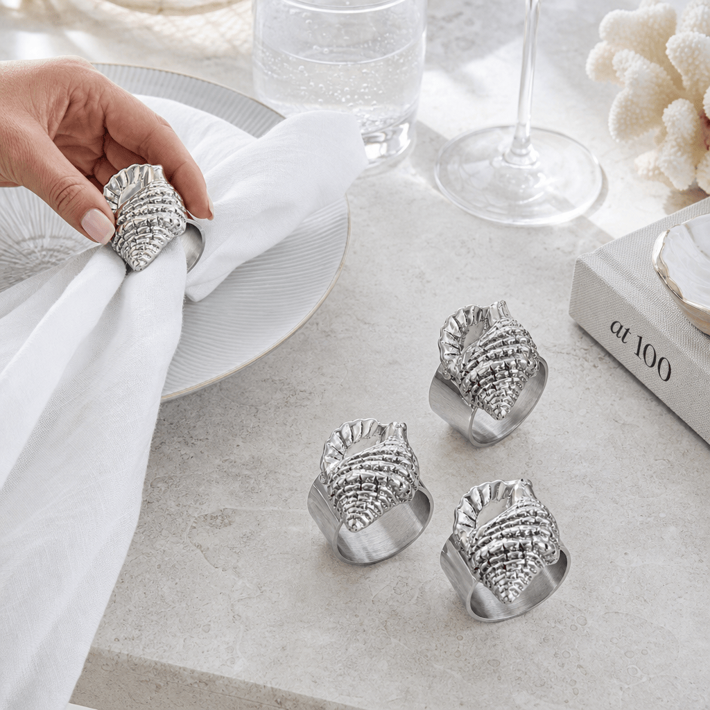 Arthur Court Sea and Shore Sea Shell Napkin Rings - set of 4