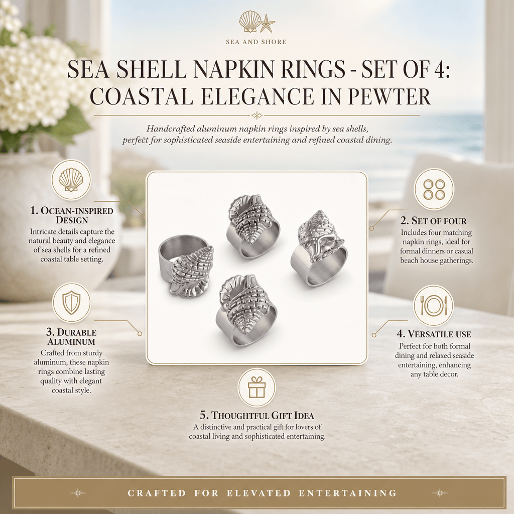 Arthur Court Sea and Shore Sea Shell Napkin Rings - set of 4