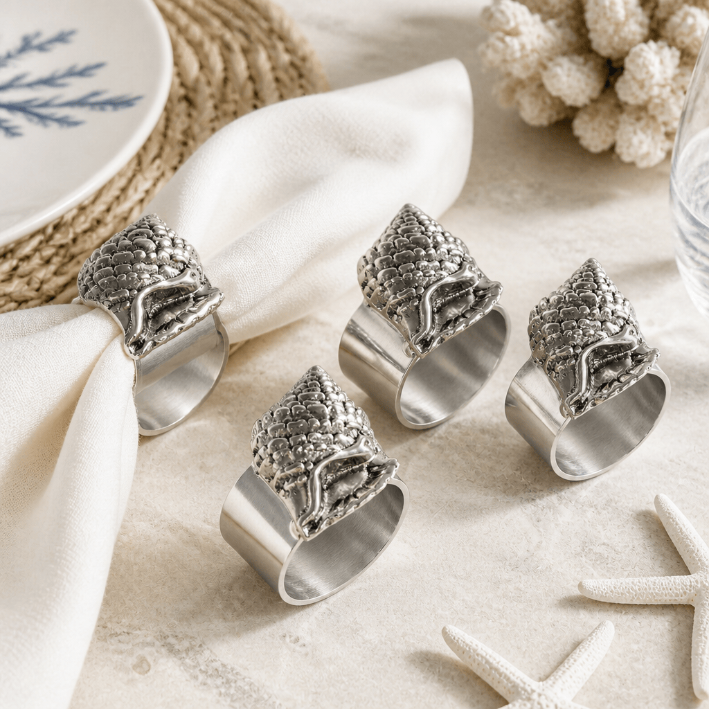 Arthur Court Sea and Shore Sea Shell Napkin Rings - set of 4