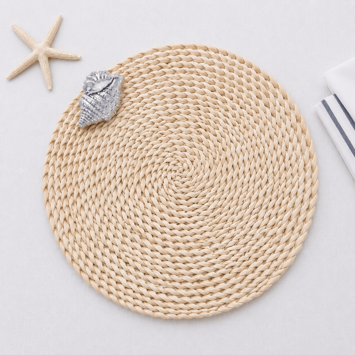 Arthur Court Sea and Shore Sea Shell Twisted Seagrass Placemats - set of 4