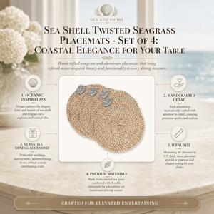 Arthur Court Sea and Shore Sea Shell Twisted Seagrass Placemats - set of 4