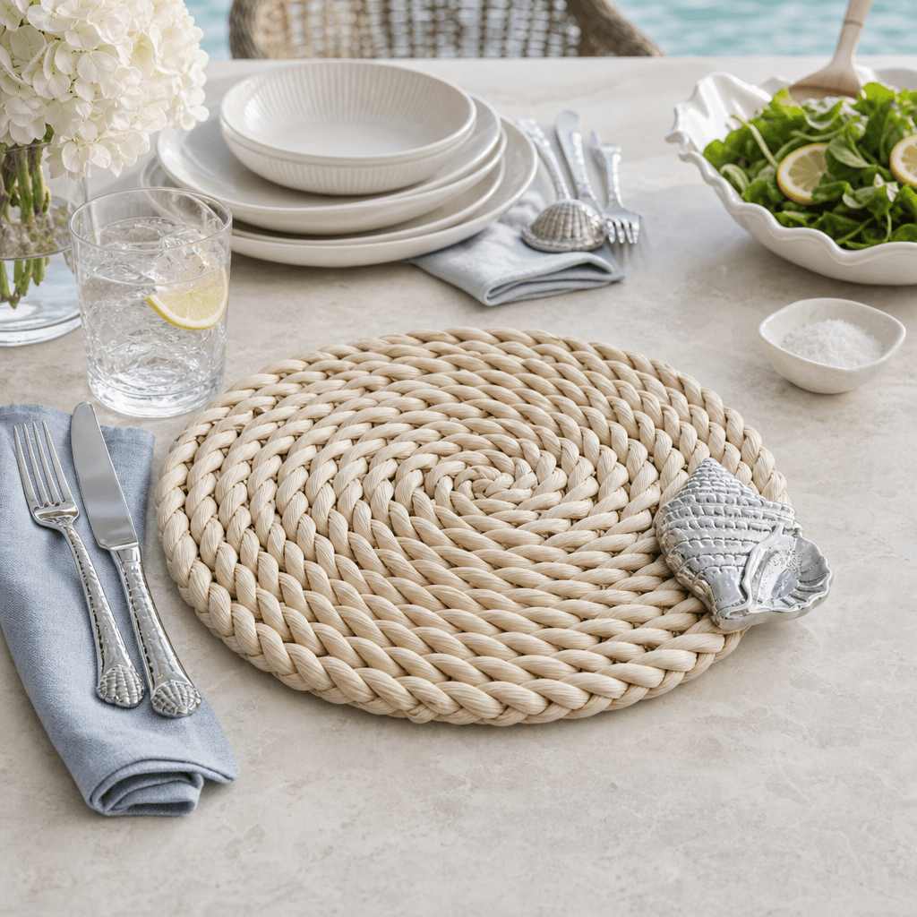 Arthur Court Sea and Shore Sea Shell Twisted Seagrass Placemats - set of 4