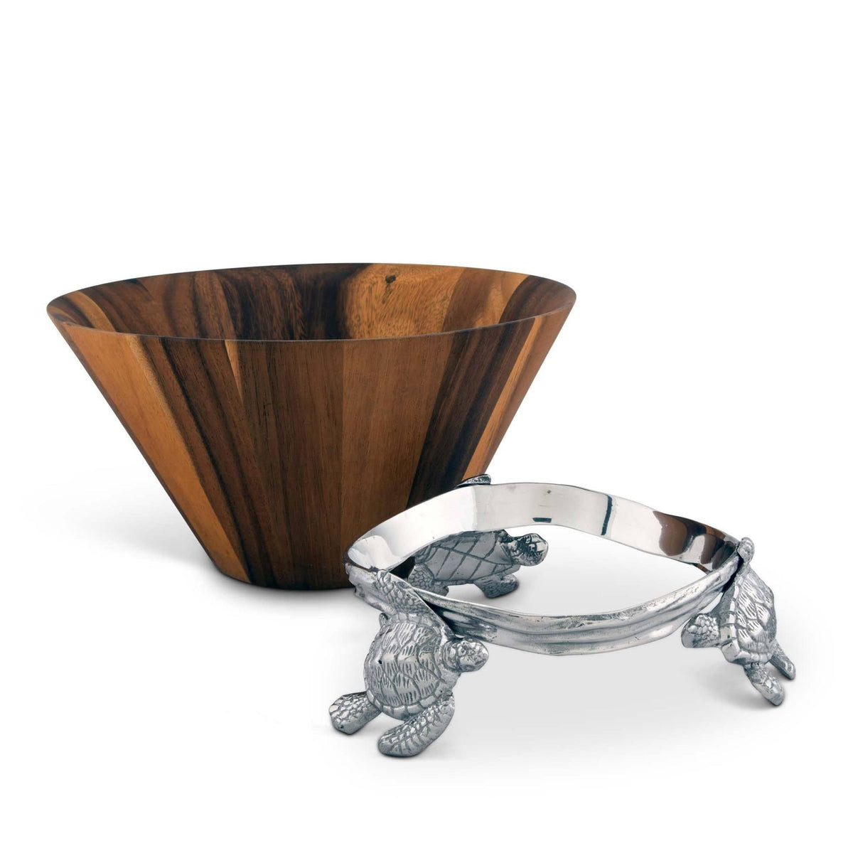 Arthur Court Sea and Shore Sea Turtle Wood Salad Bowl