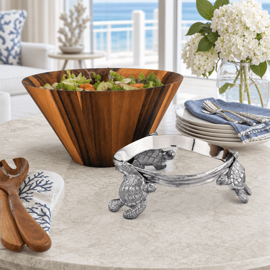 Arthur Court Sea and Shore Sea Turtle Wood Salad Bowl