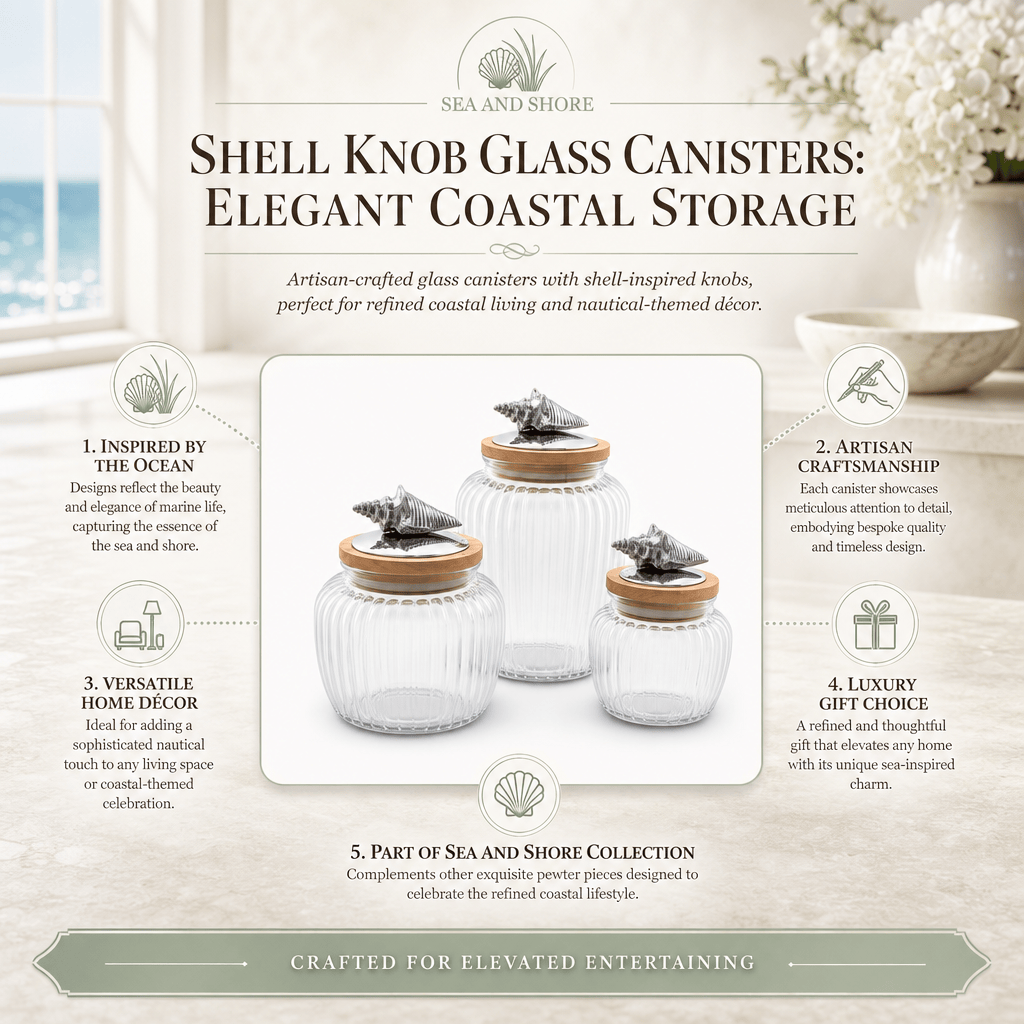 Arthur Court Sea and Shore Shell Knob Glass Canisters