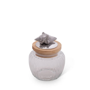 Arthur Court Sea and Shore Small 20 oz Shell Knob Glass Canisters