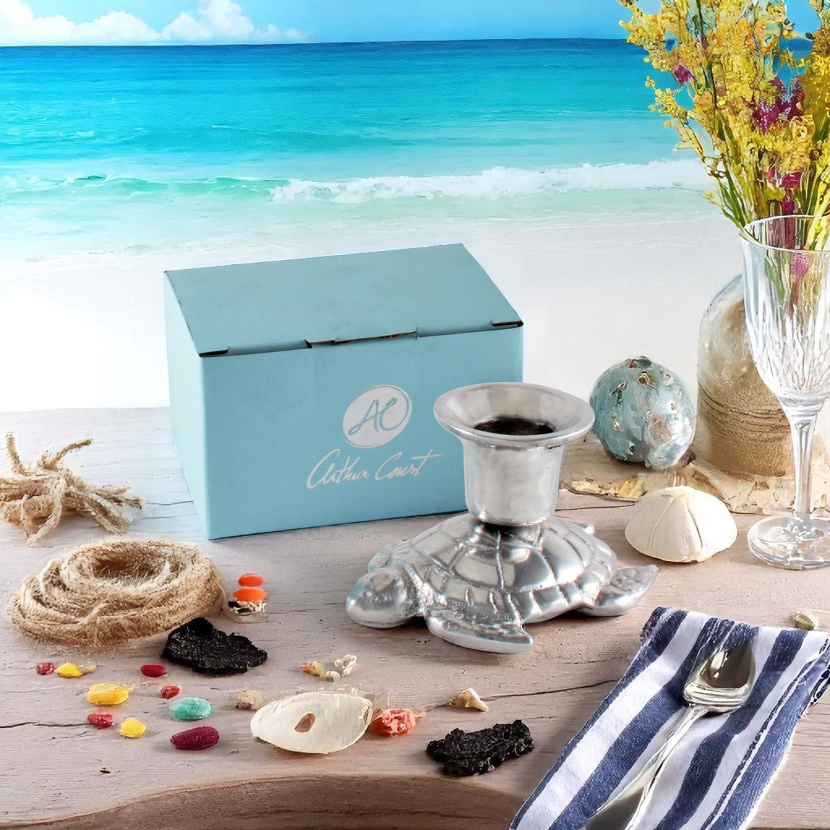 Arthur Court Sea and Shore Turtle candle holders