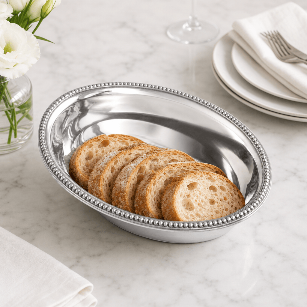 Arthur Court Serving Bowls Beaded Bread Basket