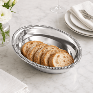 Arthur Court Serving Bowls Beaded Bread Basket