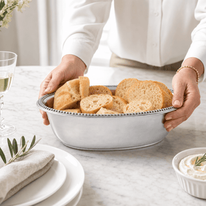 Arthur Court Serving Bowls Beaded Bread Basket