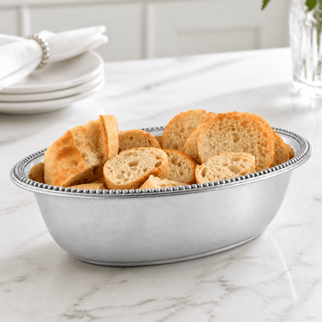 Arthur Court Serving Bowls Beaded Bread Basket