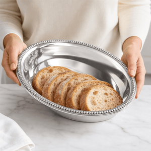 Arthur Court Serving Bowls Beaded Bread Basket