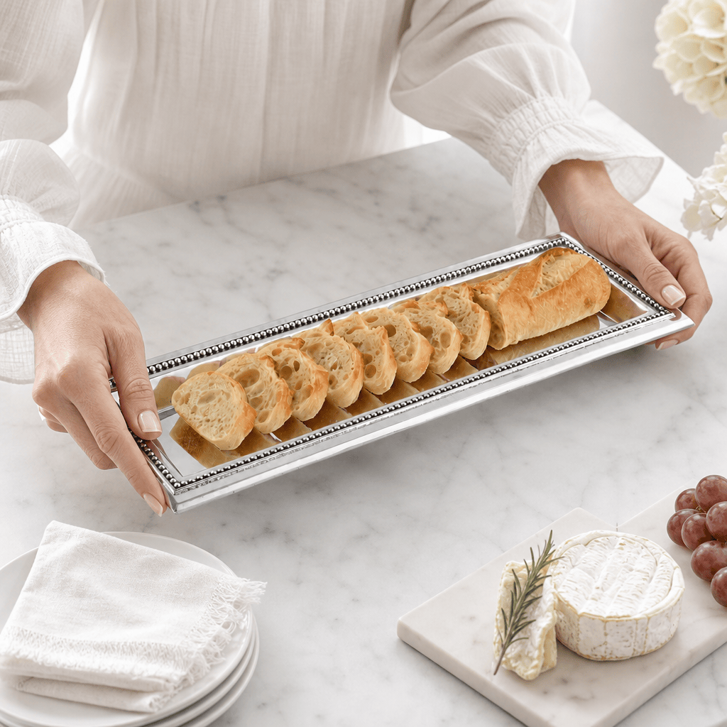 Arthur Court Trays Beaded Oblong Tray