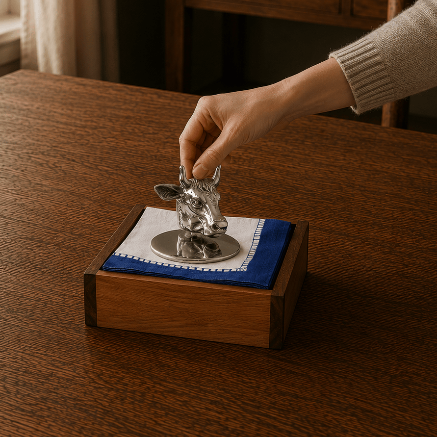 Arthur Court Western Frontier Bull Napkin Weight
